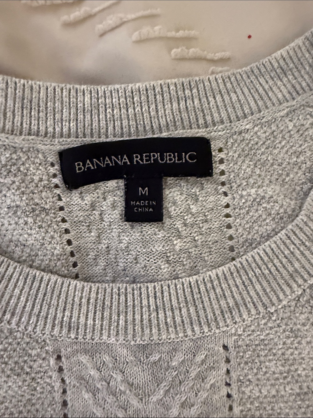 Banana Republic Heather Gray Textured Crewneck 3/4 Sleeve Sweater - Picture 2 of 5